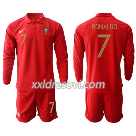 Portugal Cristiano Ronaldo 7 Domaći Dječji Komplet Dresovi za Nogomet Euro 2020 Dugim Rukavima (+ kratke hlače)